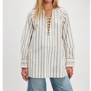 NWT Free People We The Free Lisbon Tunic Ivory
Combo Lace Up Size Large